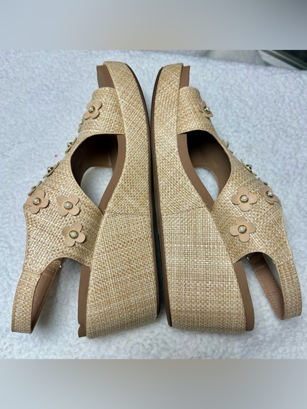 Corkys Women's Carley Raffia Floral Slingback Wedge Sandal size 11 - Picture 3 of 12